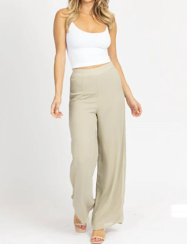 women's cropped pantsWide Leg High Rise Pants In Sage