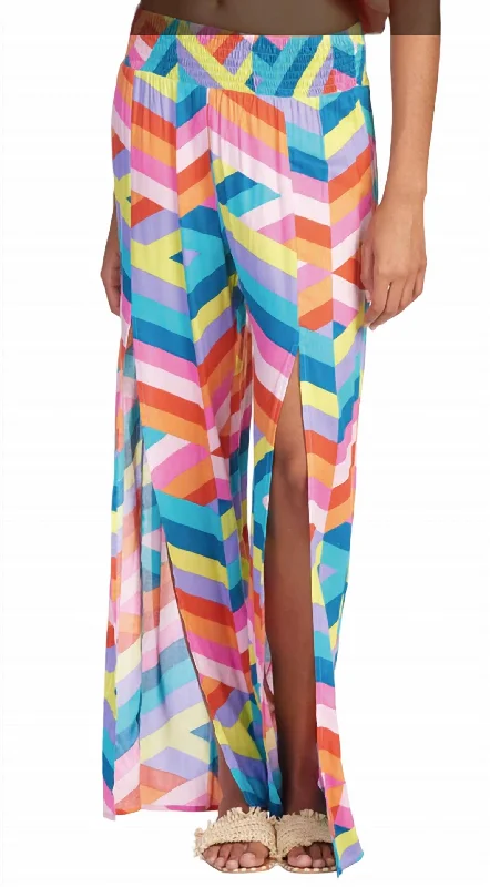 women's mini pantsWomen's Pant With Front Slit In Multi