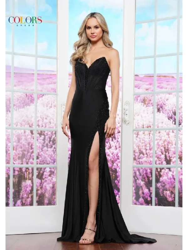 women's empire-line dressesColors 3406 Formal Fitted Long Prom Dress