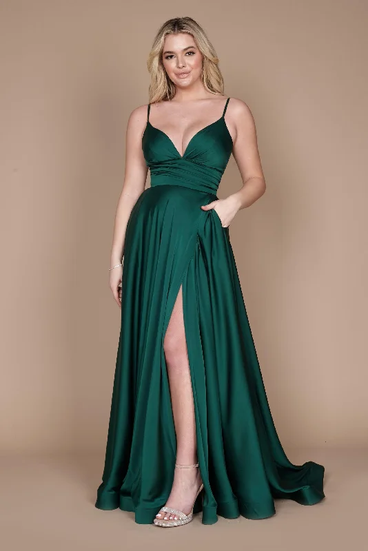 women's wrap dressesDylan & Davids Long Spaghetti Strap Prom Formal Gown Emerald Green