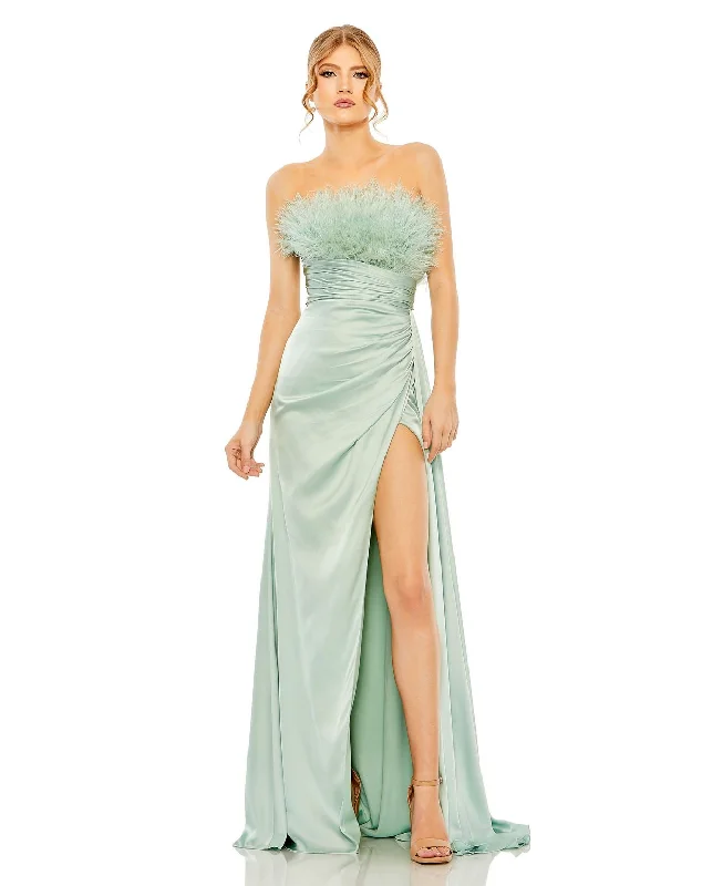 women's petite dressesMac Duggal 11690 Long Formal Feather Prom Dress