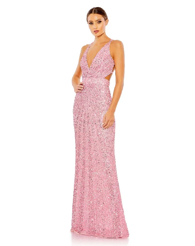 women's cold-shoulder dressesMac Duggal 5686 Long Prom Formal Sequin Dress