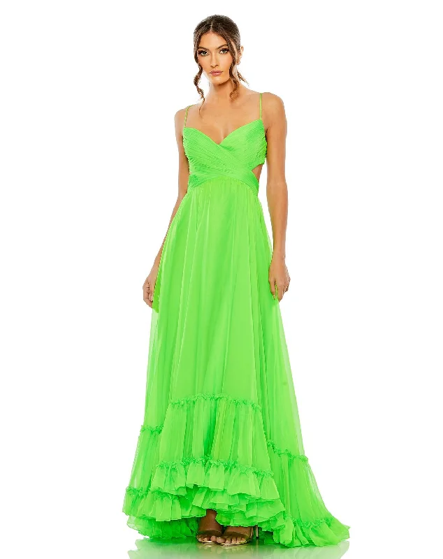 women's chiffon dressesMac Duggal 68477 Prom Tiered Ruffle Long Formal Dress